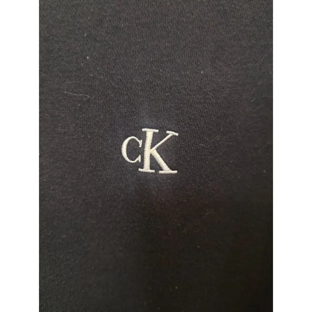 Calvin Klein Crewneck Sweatshirt Men's Medium Black Relaxed Fit Embroidered CK